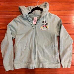 Walt Disney World Mickey Mouse Embroidered Teal Zip-Up Hoodie